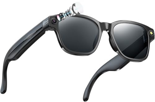 findtime AI Brille mit Kamera 1200P Smart Glasses Sportkamera Musik Übersetzung Bluetooth Kleine Brille Fahrrad Sprachassistent Camera Sonnenbrille Video Reisen & Arbeit Outdoor