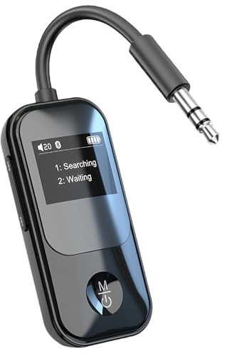 Bluetooth Transmitter for Headphones | APTX Low Latency[2026 Upgraded] | Bluetooth Adapter with OLED Display for TV, Airplane, Headphone, Airpods, Speaker, Car
