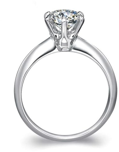 Ring Gold Damen 585 Echtgold Verlobung, Verlobungsring Weiß Diamant 0.5 Karat Silber Ehering 14 Karat Weißgold Größe 54 (17.2)