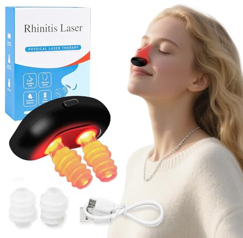 Rotlicht Nasaltherapiegerät, Infrarot-Rhinitis-Gerät, Nasenberuhigungsgerät Linderung der Rhinitis-Symptome für verstopfte Nase, Verstopfter Nase,Nasenjucken,Sinusitis (Dunkel)