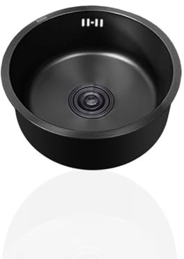 Petit éVier Inox Rond,Evier Cuisines Noir,Nano éVier de Cuisine 1 Bac,Mini Lavabo Cuisine pour Caravane,Bar,FaçOns D'Installer Sur Le Plan et Sous Plan (Ø 34cm)