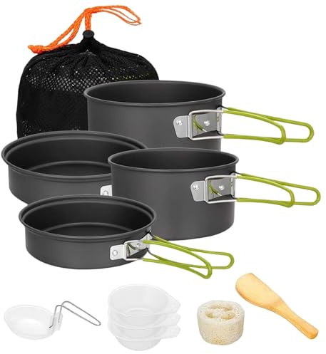 Camping Cooking Pot | Non-stick Portable Cookware - Camping Cookware | for Outdoor Kitchen Picnic 2 to 3 People Hiking Backpacking