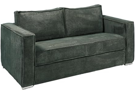 Vente-unique - Schlafsofa 3 Loreto - Samt - tannengrün