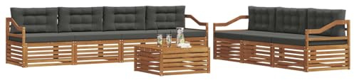 vidaXL Outdoor-Sofagarnitur mit Kissen 8 pcs Natur und Anthrazit, Gartenlounge, modernes Outdoor-Sofa-Set, langlebige Terrassenmöbel, Bequeme Sitzmöglichkeiten