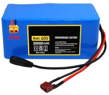 Batería De Scooter Eléctrico 60V 30Ah 16S2P Batería Bicicleta Eléctrica Alta Potencia Batería PVC Impermeable con Cargador para Patinete Eléctrico Hoverboard Y Monociclo