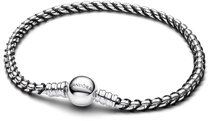 PANDORA Moments Schwarze Kordel Kastenkette Armband aus Sterling Silber, Kompatibel Moments, Größe: 23cm, 593816C02-23
