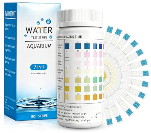 7 in 1 Aquarium Teststreifen Wassertest für das Aquarien 100 Streifen ph | ph teststreifen nitrit test aquarium 7in1 Zubehör zur Messung von pH Wasserhärte Chlor Nitrit im Aquarium Fischbecken