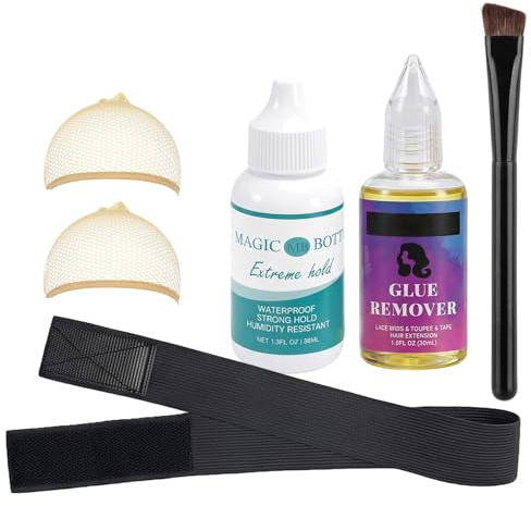 Xivicii 6 Pcs Lace Wig Glue & Remover Kit for Hair, Super Invisible Waterproof Bonding Glue & Remover Set for Front Lace Wigs