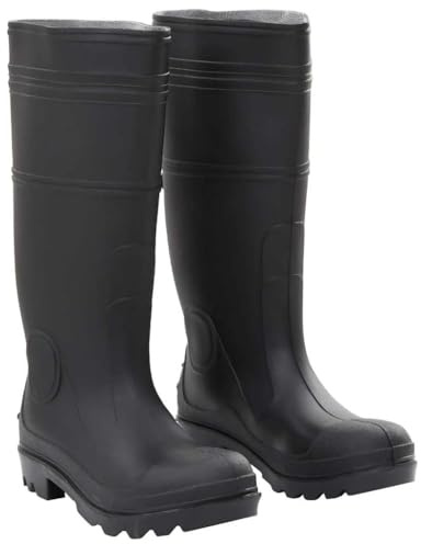 QUAHEAS Stivali di gomma neri in PVC, taglia 40, con suola antiscivolo, impermeabili, per uomo, donna, bambini, attività all'aperto, caccia, pesca, laghetto, pesca a mosca e protezione contro le