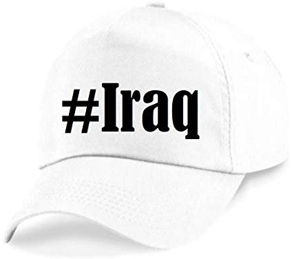 Reifen-Markt Base Cap Hashtag #Iraq Größe Uni Farbe Weiss Druck Schwarz