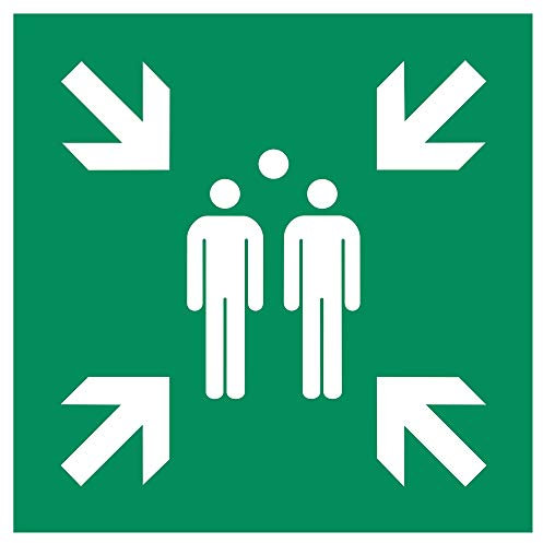 König Werbeanlagen Panneau de point de rassemblement en plastique 40 x 40 cm - Conforme à la norme ASR A1.3/DIN 4844 (voie d'évacuation, point de rassemblement) résistant aux intempéries