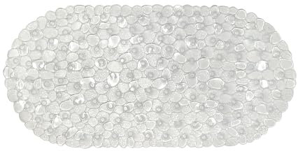 AQUALONA® Premium Bath Mat, Anti-Mould, Comfort – PVC, Machine Washable – BPA, Latex/Phthalate Free (Pebble Clear)