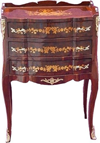 Casa Padrino Barock Kommode mit 3 Schubladen Braun Intarsien H 82 cm, B 45 cm - Modell Mahagoni - Nachttisch Konsole