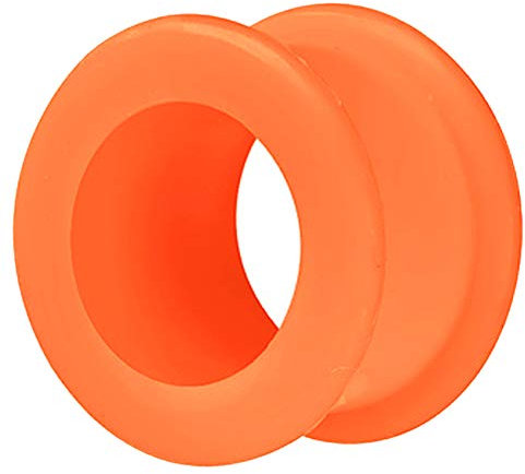 Piercingfaktor Farbiger Flesh Tunnel Silikon Extra Big Double Flared Weich Flexibel XXL Rund Creole Ohr Plug Ear Piercing Bunt 22mm Orange