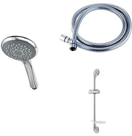 Triton 5 Position Shower Head- Chrome with 1.25m Shower Hose - Chrome and Joshua Riser Rail - Chrome