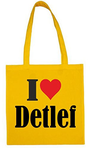 Reifen-Markt Tasche I Love Detlef Größe 38x42 Farbe Gelb Druck Schwarz