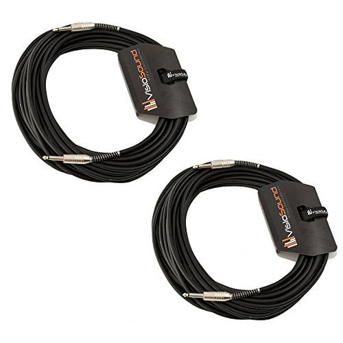 2 x 6.35mm 1/4 Jack to Jack PA Speaker Cable/Guitar Amp Head Cab Lead / 2 Pack 15m