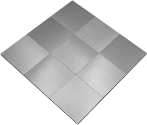 Carrelage mosaïque autocollant en aluminium argenté métal pour mur, cuisine, carrelage de comptoir, tapis de mosaïque