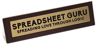 Boxer Gifts DK1062 Spreadsheet Guru Novelty Wooden Desk Warning Sign | Funny Office Humor Gift for IT Nerd Colleague or Boss | 4.5cm x 17.5cm