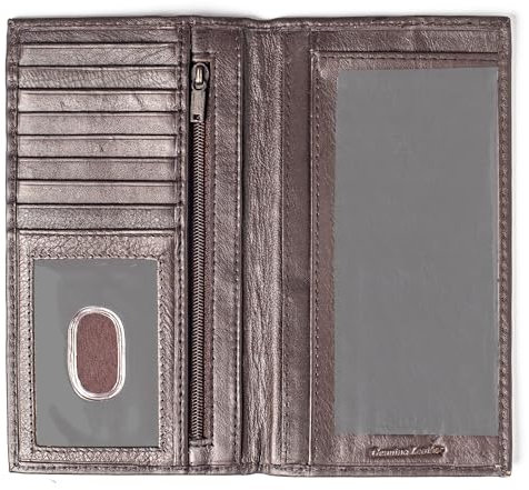 Juzar Tapal Collection Herren börse Crazy Horse Leder RFID-dreifach faltbar Kette + Hipster Euro L-Falz RFID karten-Halter - Braun - Klein
