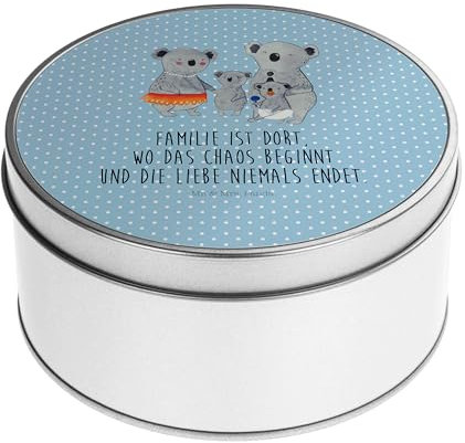 Mr. & Mrs. Panda Blechdose rund Koala Familie - Geschenk, Vorratsdosen, Metall Dose, Geschenkbox, quality time, Vatertag, Keksdose, Bruder,