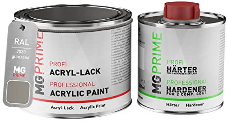 MG PRIME RAL 7030 Steingrau/Stone grey Acryl-Lack glänzend 0,75 Liter / 750 ml Dose inkl. Härter