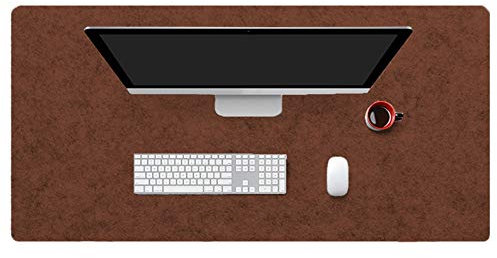 Insun Tapis de Souris en Feutre 2mm D'épaisseur Antidérapant Tapis de Bureau pour Les Jeux et Sous-main Bureau Brun 110x40cm