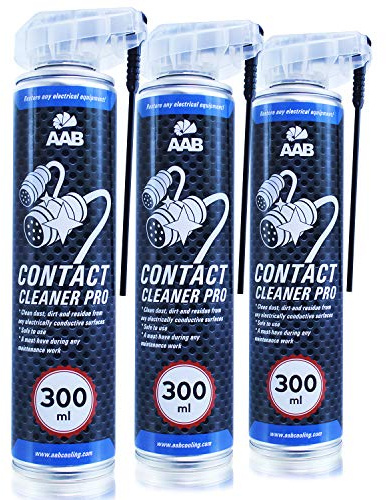 AAB Contact Cleaner PRO 300ml - Wertpaket 3 Stück - Elektrischer Kontakte Reiniger – Kontaktspray für Elektronik, Platinen Reiniger, Polfett, Kontaktreiniger, Elektro Kontaktspray