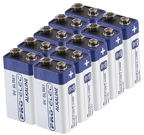 PRO ELEC PSG91117 Ultra Alkaline 9V PP3 Batteries, 10 Pack