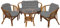 Mojawo Top Qualität! Hochwertige Gartensitzgruppe aus echtem Rattan Bahama 10-TLG Natur/Dunkelgrau Gartengarnitur Gartentisch Gartensessel