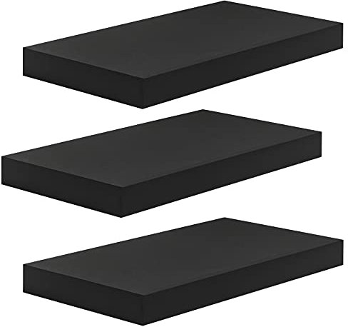 WOLTU Wandregal Wandboard Bücherregal Regale für Deko Wandablagen aus MDF Holz, 3er Set Hängeregal Schwarz RG9372sz-3