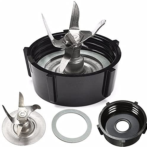 MMOBIEL Recambio de 6 palas para triturador de hielo Conjunto extractor de cuchillas en cruz compatible con batidoras Oster y Osterizer Incl tapón para la base del vaso y arandela de sellado de caucho