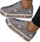 ticticlily Sneakers Damen Pailletten Flache Low Sneaker Atmungsaktiv Strass Glitzer Turnschuhe Outdoor Sportschuhe Laufschuhe B Silber 40 EU