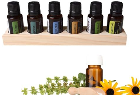MKNZOME Ätherisches Öl Display Ständer, 6 Löcher Aromatherapie Öle Hölzern Tragen Gestell Halter Organisator Multifunktions Geschenk für Nagellack, Duftöle, Ätherische Öle, Stain und Lippenstift
