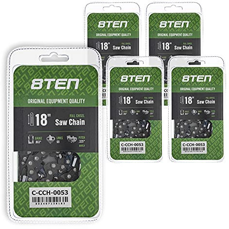 8TEN Lot de 5 chaînes de tronçonneuse 45,7 cm .063 .325 68DL pour Stihl 025 MS 230 250 251