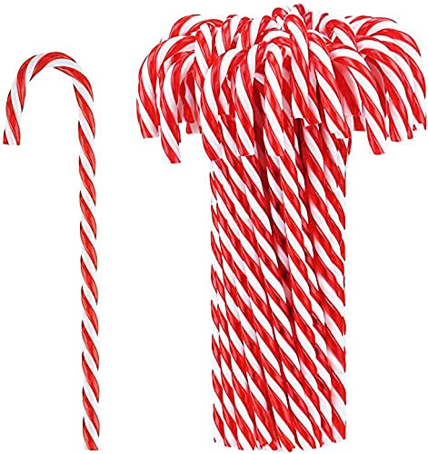 100 pcs zuckerstangen zum hängen ca.15cm baumschmuck Weihnachten anhänger christbaumanhänger (rot)