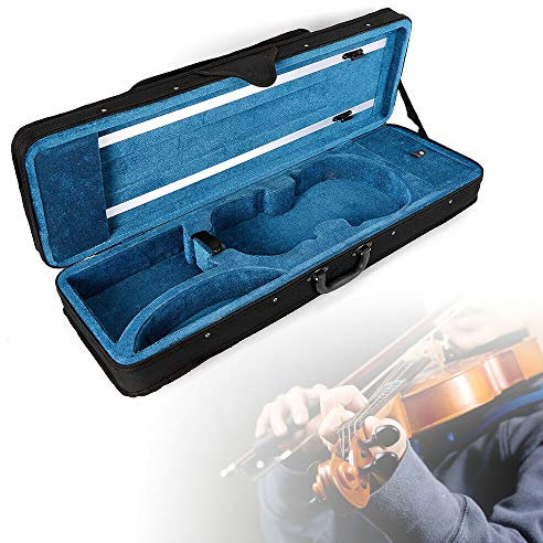 Geigenkoffer 4/4 Violinenkoffer mit 2 Verstellbarer Gurt Geige Koffer Kasten Case 80X30X15cm Schwarz Blau (Ohne Violine)
