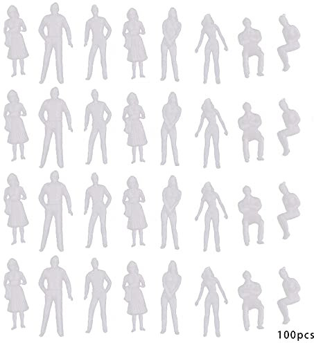 Tiardey 100 statuette in plastica per modellini di treno in scala 1:50, per scene in miniatura, micro paesaggio, colore: bianco
