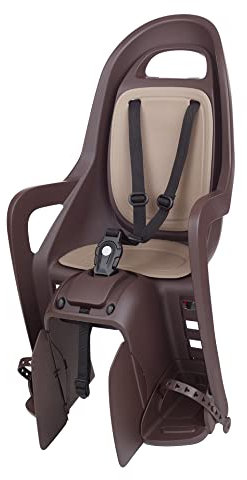 POLISPORT 8406100016 Groovy Maxi CFS Rear Child Bike Seat – Safe and Comfortable, 9 Months–6 Years, Adjustable Footrests and Armrests, Compatible with Rear Bike Racks, Dark Brown/Brown