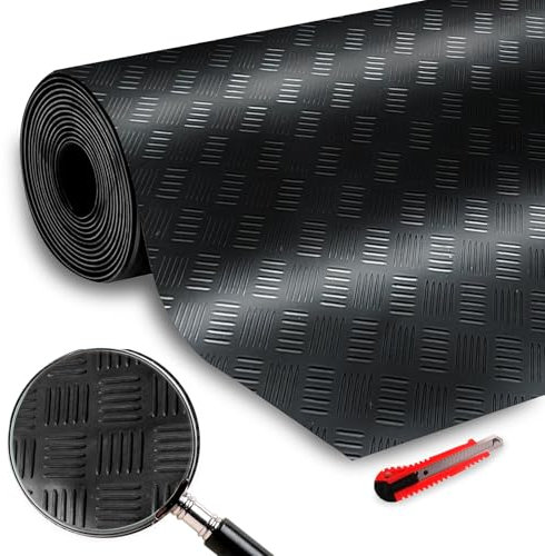 Tapis Caoutchouc Antidérapant | Motif strié 50cm Large x 100cm Long | Tapis Caoutchouc Extérieur | Tapis Caoutchouc | Dalle Caoutchouc | Revetement Sol Extérieur | Lino Extérieur Terrasse | Noir.