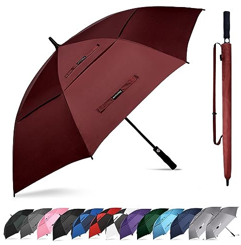 Trenovo Auto Open Golf-Regenschirme, 157,7 cm, 177,9 cm, extra groß, Übergröße für Business & Familien & Sport, belüftetes Doppeldach, winddicht, wasserdicht, Stockschirm für Regen und starken Wind