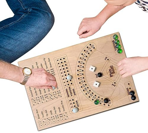 Stalf Baseball Dice Board Game, Holzwürfel Und Marmor-Brettspiel, Interaktives Doppelkampf-Tischspiel, Lustiges Sportspielzeug Für Kinder, Erwachsene, Party Familien