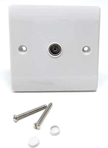 TV Aerial Socket Coaxial Coax Wall Faceplate Outlet White TV Point TV/FM (Single Socket)