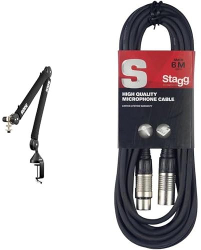 RØDE PSA1+ - Bras de studio professionnel avec suspension et gestion des câbles & Stagg Câble microphone de haute qualité XLR vers prise XLR, 6 m, noir