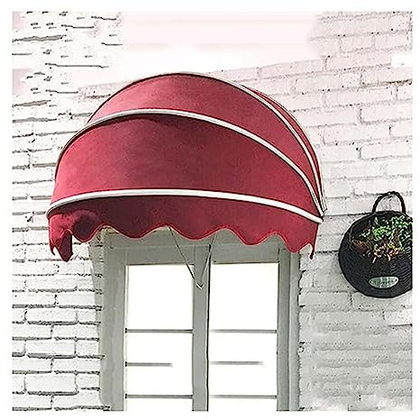GOCHUSX Fenster Tür Markise, UV-beständiges Wasserdichtes Rundes Vordach, Faltbares Wasserdichtes Vordach, Markisenabdeckungen Für Draußen Für Alle Jahreszeiten (Farbe : Rosso, Größe : 110x55x55cm)
