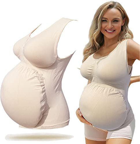 BIMEI Faux ventre pour femme enceinte - Costume pour adultes, déguisement pour Halloween, cosplay, fête (beige, XL)