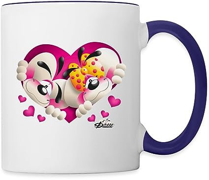 Spreadshirt Diddl Und Diddlina Verliebt Tasse Zweifarbig, One size, Weiß/Kobaltblau