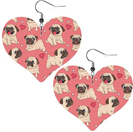 Lustige Cartoon-Mops-Ohrringe aus Leder, einfache Ohrhänger für Damen und Mädchen, Geschenke für Sie