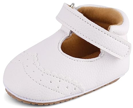 LACOFIA Chaussures Baptême Bébé Garçons Filles Chaussures Premiers Pas Bébé Antidérapantes Blanc 6-12 Mois