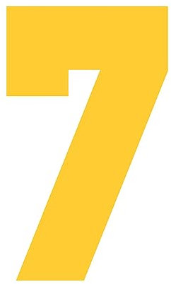 9 Jersey Number 7 Vinyl Heat Transfer Iron on Number Bold Solid Font for Football Baseball Sports T-Shirt Yellow